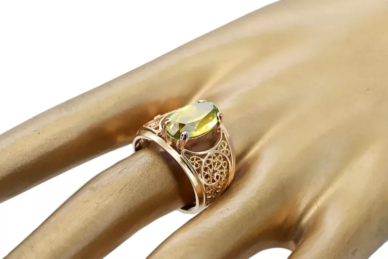 Original Vintage 14K Rose Gold Yellow Peridot Ring Vintage style vrc057r